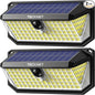 TECKNET 416 LED Solar Lights Outdoor Waterproof, 300° Angle & 3 Lighting Modes Motion Sensor Outdoor Lights, 2 Pack Solar Powered Flood Wall Lights IP66 for Home Patio Fence Yard Deck Garage Street