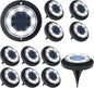 Flacchi Solar Lights Outdoor - Solar Powered Ground Lights Outdoor Solar Disk Light Waterproof Landscape Light for Patio Yard Pathway Walkway Driveway (Cool White, 12 Pack)