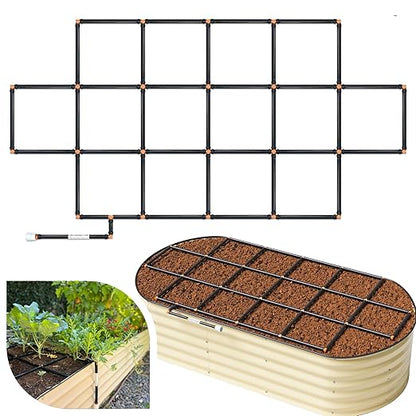 Garden Grid Watering System | Raised Garden Bed Drip Irrigation System – But Better | Pre-Assembled, Waters Every Plant Evenly, 2-Minute Setup | Square Foot Gardening Grid | US-Made (Cornerless, 3x6)