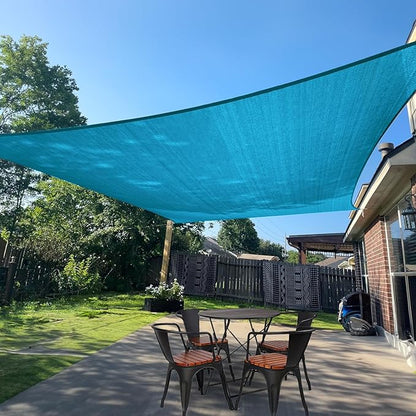 SUNLAX Sun Shade Sail 10' x 22' Turquoise Blue Rectangle Canopy Sail Shade Cover UV Block Permeable Sunshade Outdoor for Patio Backyard Deck Pergola (We Make Custom Size)