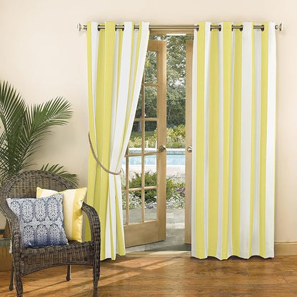 Sun Zero Valencia Cabana Stripe Indoor/Outdoor UV Protectant Energy Efficient Grommet Curtain Panel