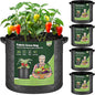 T4U Fabric Plant Grow Bags with Handle 7 Gallon Pack of 5, Heavy Duty Nonwoven Smart Garden Pot Thickened Aeration Nursery Container Black for Outdoor Potato, Tomato, Chili, Carrot and Vegetables