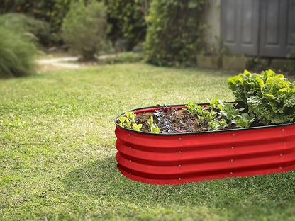 Plant & Plot Galvanized Raised Garden Beds Outdoor // 4×2×1 ft (2-Pack) Planter Raised Beds for Gardening, Vegetables, Flowers (Red) // Large Metal Garden Box