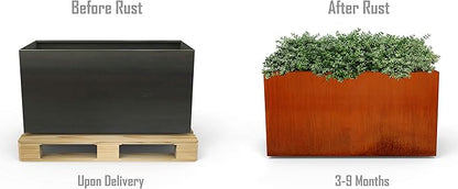 Plantercraft Large Rectangular Planters for Outdoor Plants 60x24x36 Inch | Corten Steel Planter for Patio & Garden | Extra Large Outdoor Planter Box | Metal Planter Rectangle, Made in USA