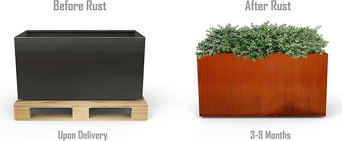 Plantercraft Large Rectangular Planters for Outdoor Plants | 72 Inch Corten Steel Planter & Extra Large Outdoor Planter Box | Metal Raised Garden Bed for Patios, Privacy Screens & Modern Landscapes