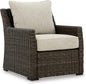 Signature Design by Ashley Brook Ranch Casual Nuvella Weather Resistant Fabric Outdoor Lounge Chair with Cushion, Dark Brown & Beige