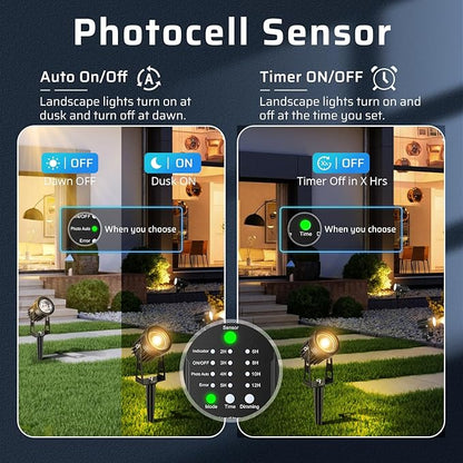 Plug and Play Low Voltage Landscape Lighting Kit, 6-Pack Wired Landscape Lights with Smart Transformer, Warm White Waterproof Outdoor LED SpotLights for Yard, Garden, Pathway, Tree