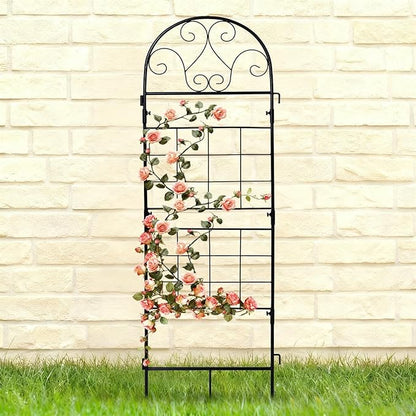hogardeck 1PC 45x14 Inch Heavy Duty Metal Trellis - Black Rustproof Coated Outdoor Garden Support for Climbing Plants, Roses, Vegetables