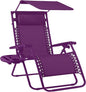 Best Choice Products Folding Zero Gravity Outdoor Recliner Patio Lounge Chair w/Adjustable Canopy Shade, Headrest, Side Accessory Tray, Textilene Mesh - Amethyst