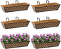 SPECILITE 24" Window Boxes Planters, Heavy Duty Metal Railing Planter Boxes, Adjustable Balcony Planters for Railing Hanging, with Coco Liner & Tool Set for Deck, Porch, and Patio Gardening (6 Pack)