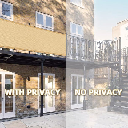LOVE STORY Balcony Privacy Screen, 3'x10' Sand Deck Shield Screen Fence Cover (HDPE),UV Protection and Weather-Resistant,3 FT Height for Deck, Patio, Backyard, Outdoor Pool, Porch, Railing,