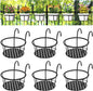 CADANI Iron Hanging Plant Holder Over The Rail Metal Fence Planters, Hanging Bucket Flower Pot Holder for Patio Balcony Outdoor Plants - Pack of 6 (Black)