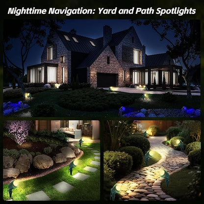 Spotlight Outdoor – 120V Plug-in, 2700K Warm White LED Landscape Spot Lights with RGB 3 Lenses for Yard, Garden, Lawn&Tree Decor, IP67 Waterproof, Perfect for Holidays&Everyday (1 Pack, Green)