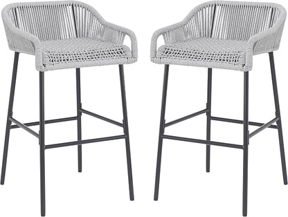 Christopher Knight Home Sivir Outdoor Barstool Set of 2, Patio Woven Rope Bar - Image 8