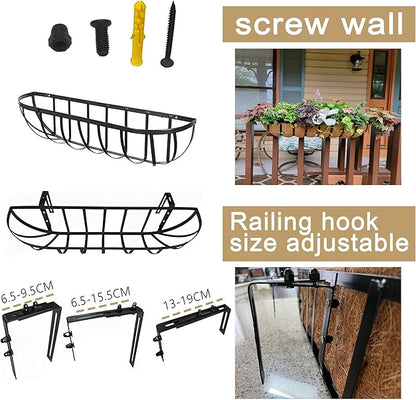 4pack 16-inch Window Sill Window Railing Planters with Cocoa Liner for Outdoor Balconies, Porches, Fences, Patio Railings