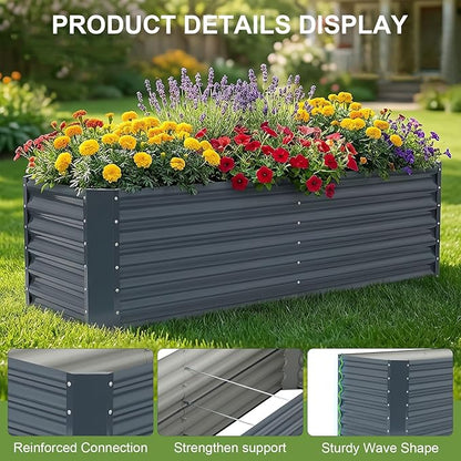 6x2x2ft Raised Garden Bed - Galvanized Deep Root Planter Boxes Outdoor with Wing Nuts and Safety Edges for Gardening Vegetables, Flowers, Herbs, Succulents - Gray