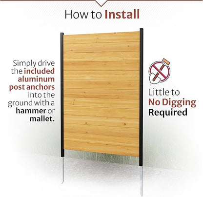5ft H x 3.2ft W (1 Panel) No Dig Enclo Fairmont Cedar Wood Privacy Screen, Great to Hide Trash Cans, Decorative Patio Privacy Screen, Outdoor Privacy Fence Panel, Air Conditioner Fence, EC18043