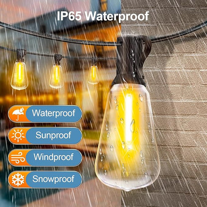 Outdoor String Led Patio Lights - 200Ft 60M Outside Waterproof Light ST38 Shatterproof Bulb Connectable Hanging Outdoor Electric Lighting for Backyard Yard Gazebo Porch Party