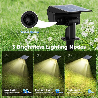 TECKNET Spot Lights Outdoor with 59 LED, 4 Pack Solar Lights Outdoor Waterproof IP65, Auto On/Off Solar Spot Lights, 3 Lighting Modes Solar Powered Garden, 2-in-1 Solars Landscape Light (Warm White)