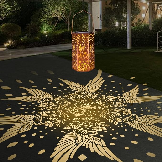 Mothers Day Gifts for Mom Grandma - Birthday Gifts for Women, 4 Pack Hummingbird Solar Lanterns Outdoor Waterproof Solar Lights Outdoor Hanging Garden Decor for Outside