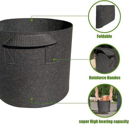 5 Pack 2 Gallon Grow Bags with Handles Garden Vegetable Flower Grow Bags Nonwoven Aeration Fabric Pots for Nursery Garden Planting