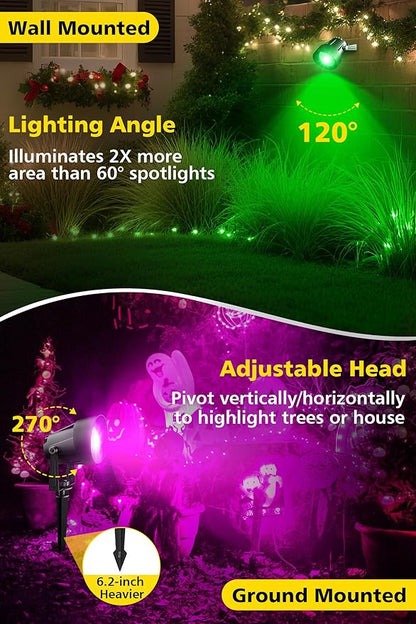 T-SUN Smart Color Changing Landscape Lights, RGBW Spotlights Outdoor with App & Remote, Music Sync, DIY Scenes, Timing, Dimmable Waterproof Spot Light for Yard Garden Tree Decoration, 6 Pack