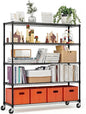 Xcity Storage Shelves, 5 Tier Heavy Duty Metal Shelving Unit with Wheels, 3000 LBS Capacity Adjustable Steel Wire Shelf Organizer for Pantry, Kitchen, Garage, 24" D x 48" W x 72" H, Black