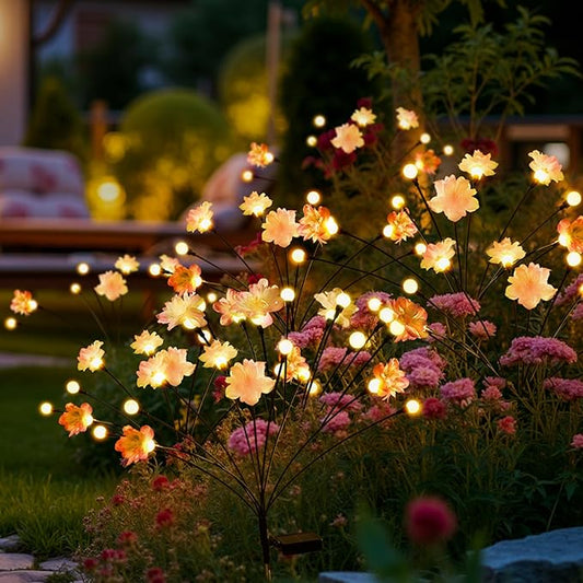 Solar Garden Lights, Warm White LED Swaying Solar Flowers Light for Outside, Waterproof Garden Decor, Outdoor Decorative Lights Yard, Patio, Pathway Decoration Gardening Gifts (8 Pack)