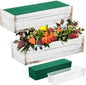 Dandat 4 Set Wood Boxes for Centerpieces 12x4 Inch Rectangle Wooden Planter Box Rustic Wooden Planters with Removable Plastic Liner Floral Foam Blocks for Christmas Wedding Home Garden Decor(White)
