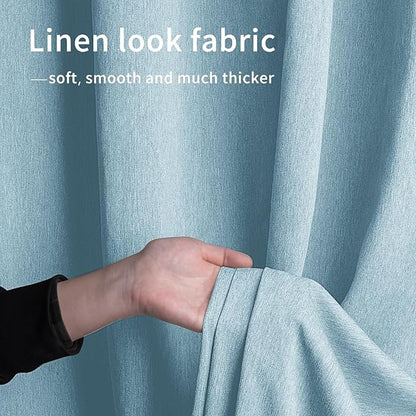 Easy-Going Linen Look Outdoor Curtains Waterproof Windproof Porch Curtains, Soft Thicken Outdoor Privacy Curtains for Patio, Gazebo, Grommet Top and Tab Bottom Drape, 1 Panel, 110x120 inch, Sky Blue