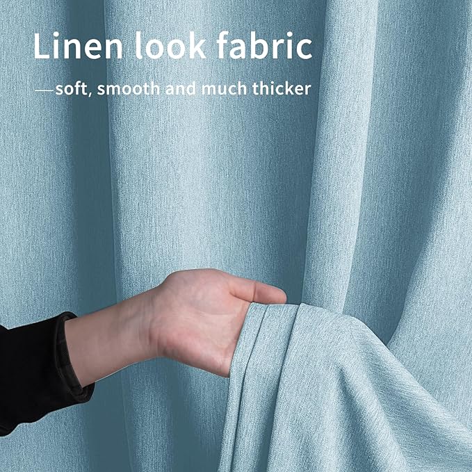 Easy-Going Linen Look Outdoor Curtains Waterproof Windproof Porch Curtains, Soft Thicken Outdoor Privacy Curtains for Patio, Gazebo, Grommet Top and Tab Bottom Drape, 1 Panel, 54x108 inch, Sky Blue