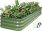 5-in-1 Adjustable Raised Garden Bed Kit | Galvanized Planter Boxes for Vegetables, Flowers | 12" Tall, Multiple Sizes (8x2x1ft, 9x1x1ft, 5x5x1ft, 6x4x1ft, 7x3x1ft) | Outdoor Metal Raised Bed, Green