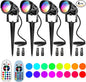 Christmas RGBW Landscape Spotlight,12W RGBW Color Changing Outdoor Spot Lights for Yard, Low Voltage LED Landscape Spotlight with Remote Control, IP65 Waterproof Yard Spotlgiht for Garden, 4 Pack