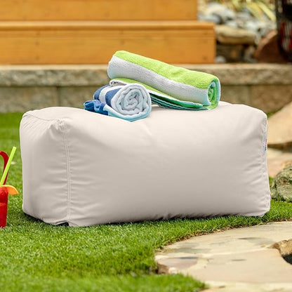 Jaxx Leon Outdoor Bean Bag Ottoman, White