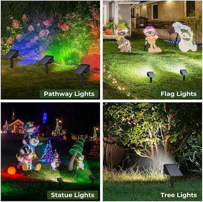 Kingsyard Solar Lights Outdoor Waterproof IP68, 47 LEDs 3 Lighting Modes USB & Solar Powered Garden Yard Pathway Spot Lights for Outside Landscape, Auto On/Off, 2 Pack(Cool White)