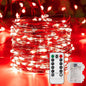 String Lights, Battery Operated, 4 Pack 65.6 Ft Red LED