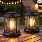 Hanging Solar Lanterns Outdoor Waterproof - 2 Pack Lanterns Decorative Outdoor Patio Decor with Clip Solar Lantern for Outside - Outdoor Lanterns for Patio Garden Waterproof Gifts for Women Mom Family