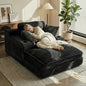 67" Oversized Chaise Lounge Chair Indoor, Soft Boneless Cloud Couch with 3 Pillows, 4 Side Pockets and 2 Cup Holders, Comfy Corduroy Sleeper Couch for Living Room Bedroom