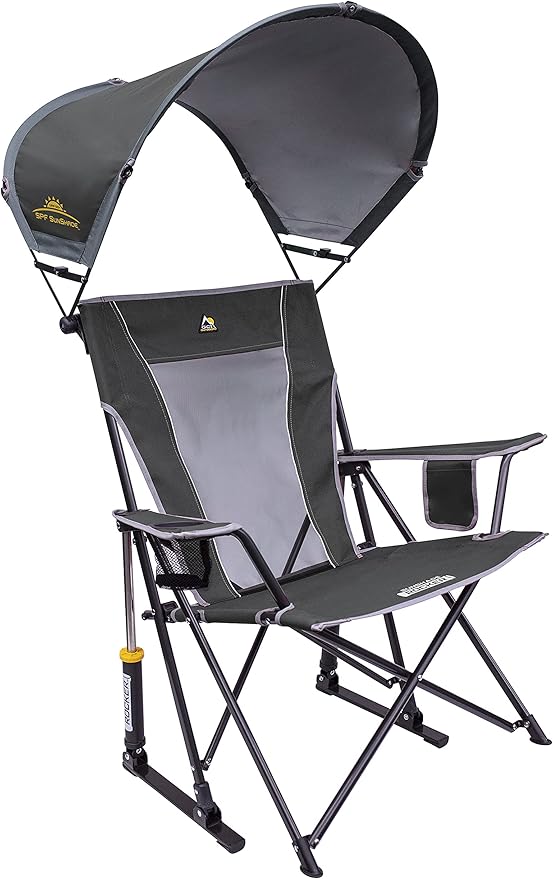 Rocking Chair with Adjustable UPF 50+ Canopy in Grey Alloy Steel