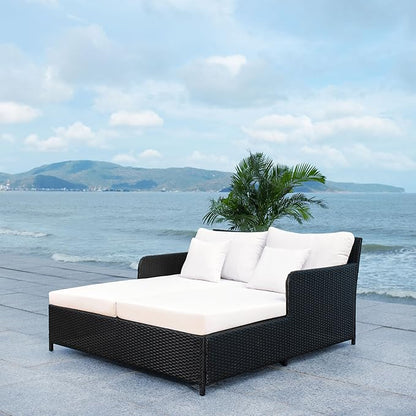 Safavieh PAT7500A Outdoor Collection Cadeo Black and White Cushion Daybed