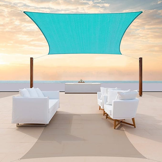 ColourTree TAPR1616 Custom Size 9' x 9' Turquoise Sun Shade Sail Canopy UV Block UPF50 Rectangle - Commercial Standard Heavy Duty - 190 GSM - 3 Years Warranty