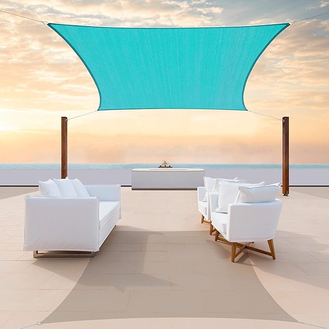 ColourTree TAPR1616 Custom Size 10' x 12' Turquoise Sun Shade Sail Canopy UV Block UPF50 Rectangle - Commercial Standard Heavy Duty - 190 GSM - 3 Years Warranty