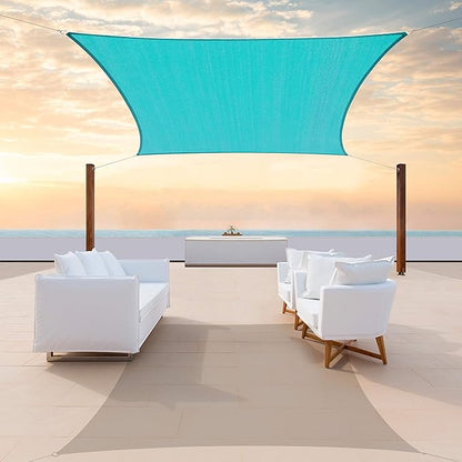 ColourTree TAPR1616 Custom Size 22' x 23' Turquoise Sun Shade Sail Canopy UV Block UPF50 Rectangle - Commercial Standard Heavy Duty - 190 GSM - 3 Years Warranty