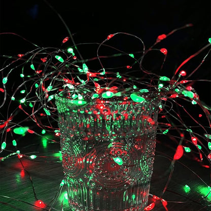 66Ft 200 LED Christmas Fairy Lights Plug in, Waterproof String Lights Outdoor & Indoor 8 Modes with Timer Bedroom Decor, Twinkle Lights for Bedroom Party Holiday Christmas Decorations (Red and Green)