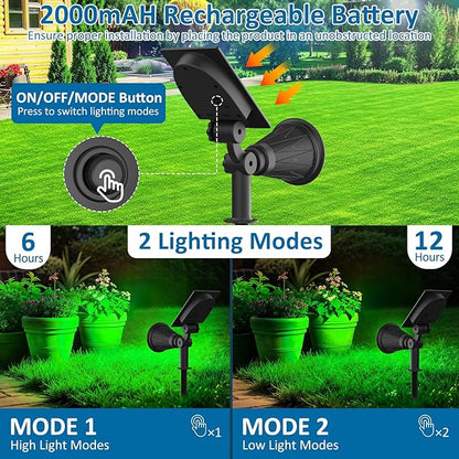T-SUNUS Green Solar Landscape Spot Lights 4 Pack, IP65 Waterproof Garden Outdoor Spotlights Auto On/Off for St. Patrick's Day Halloween Christmas, Security Spotlight for Flag Tree Patio Driveway Pond
