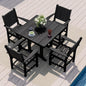 Pamapic 5 PCS Outdoor Dining Set, Spacious HDPE Outdoor Table and Chairs, Wood Grain Patio Furniture Sets with Elegant Armrest, All-Weather Patio Dining Table with Umbrella Hole, Black