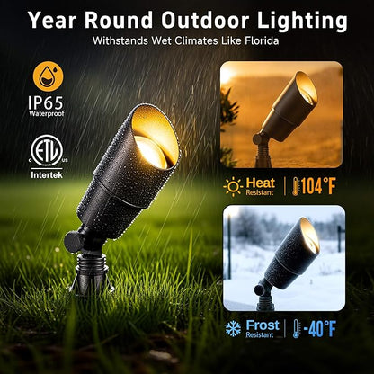Gardenreet Solid Brass Spot Lights - Black Low Voltage Landscape Spotlight Outdoor, 12V LED Uplights Wired, Waterproof Electric for Patio Wall Without MR16 Bulb (6 Pack)