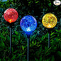 SOLPEX Solar Garden Lights 3 Pack, Solar Lights Outdoor Decorative, Solar Globe Lights Outdoor Waterproof for Yard and Garden, Multi-Color Changing Cracked Glass Ball LED Lights