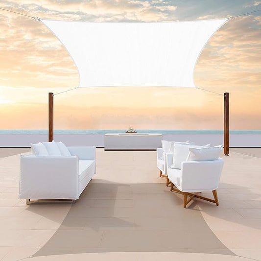 ColourTree TAPR1616 Custom Size 9' x 21' White Sun Shade Sail Canopy UV Block UPF50 Rectangle - Commercial Standard Heavy Duty - 190 GSM - 3 Years Warranty