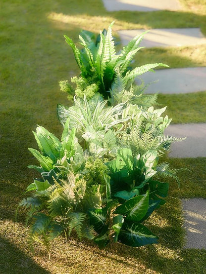 Artificial Greenery Bundle, 14 Bunches, 11 Varieties, UV-Resistant Plastic